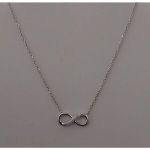 Sparkling Genuine Diamond Simulant Infinity Symbol Design Necklace~925 SS